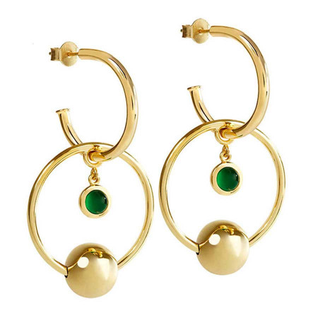 Doublehoop Green Onyx Ohrstecker