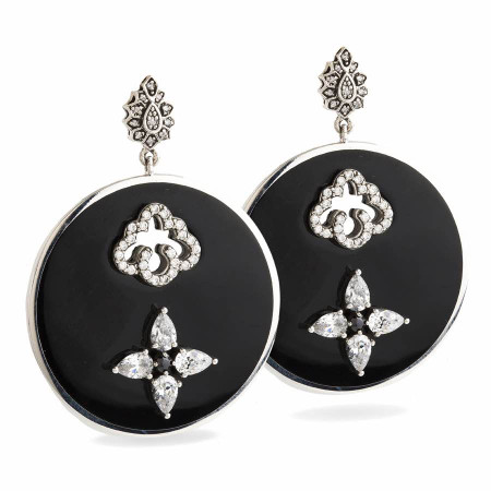 Petal Disc Black Resin Ohrring