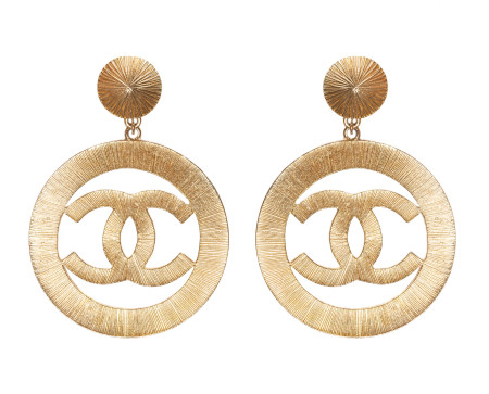 Vintage Chanel Jumbo Sunburst Icon hoop clips