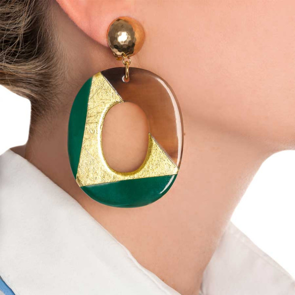 Tamara Tricorn Green Ohrclip