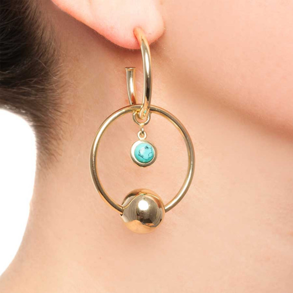 Doublehoop Turquoise Ohrstecker