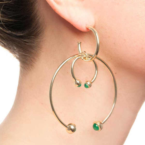 Double Earhoops Green Onyx Ohrstecker