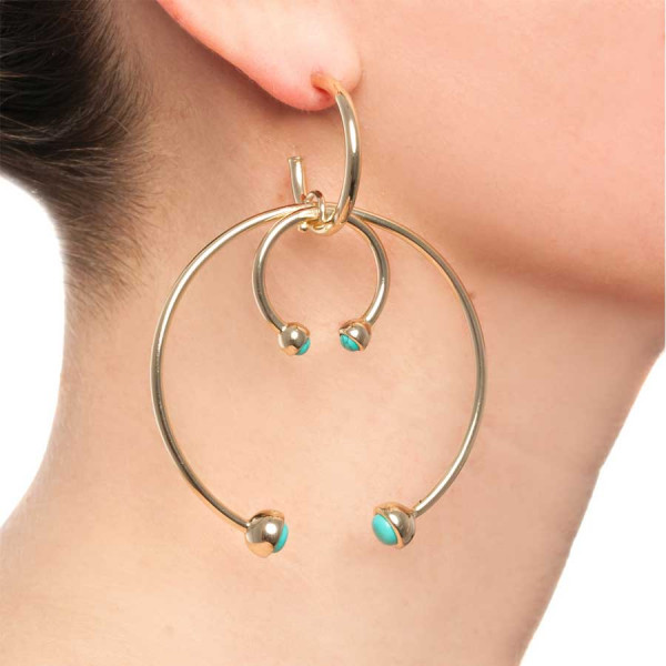 Double Earhoops Turquoise Ohrstecker