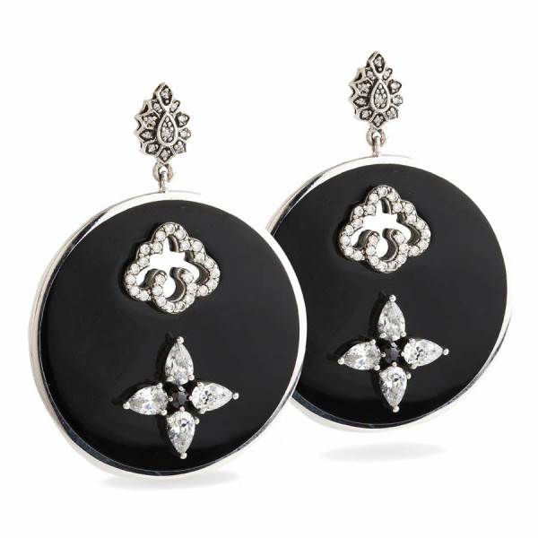 Petal Disc Black Resin Ohrring