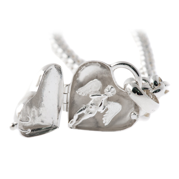 Herz mit Schutzengel Kette Sterling Silber